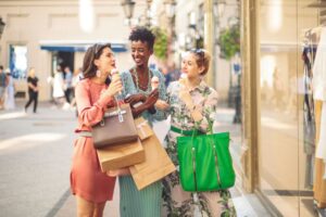Three women shopping