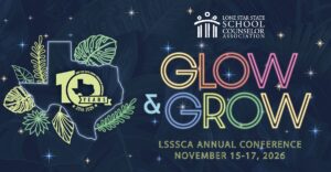 Glow and Grow themed graphic for the LSSSCA Annual Conference celebrating 10 years