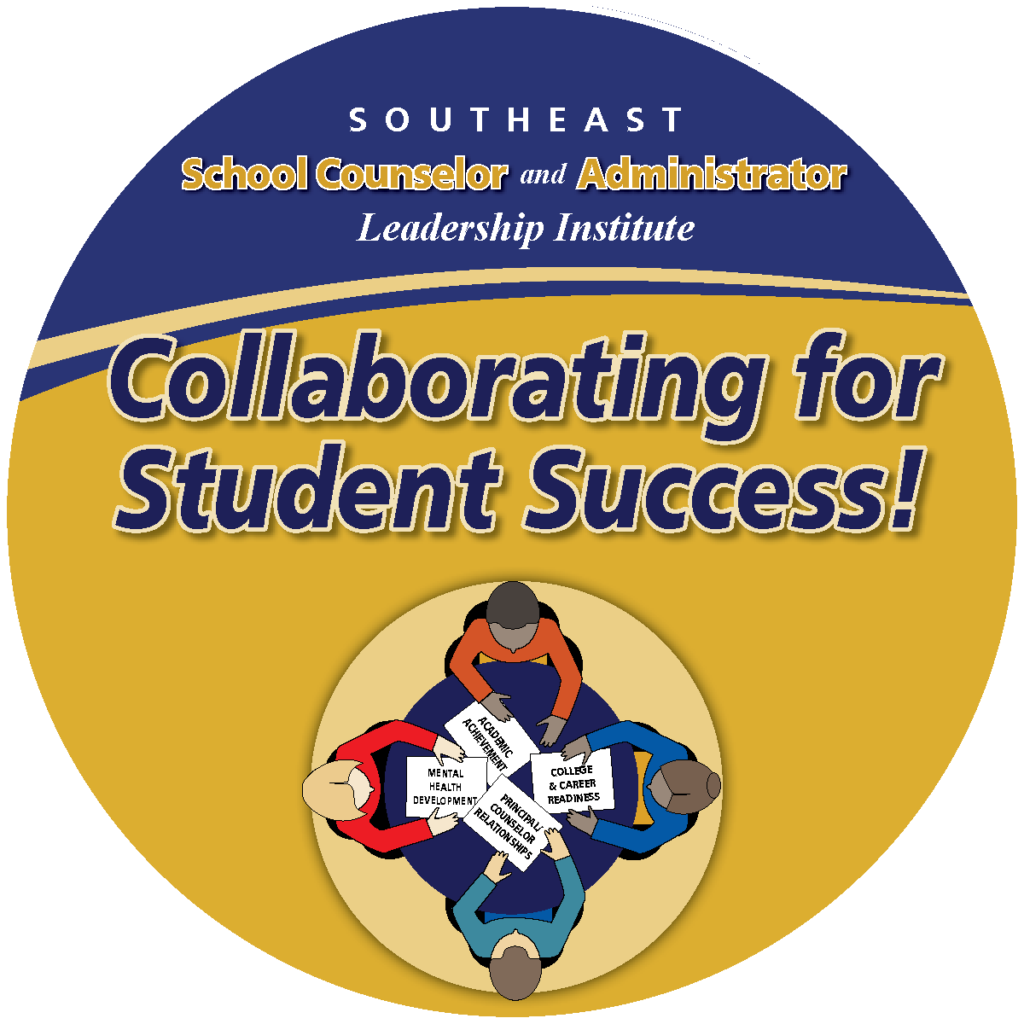Southeast School Counselor and Administrator Leadership Institute logo featuring the theme “Collaborating for Student Success.”