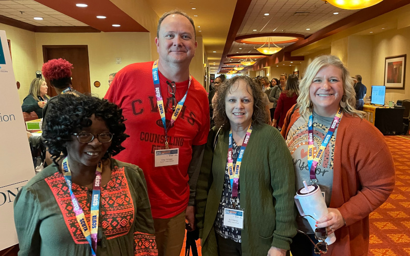 School counselors and education professionals connecting with colleagues at a Southeast School Counselor and Administrator Leadership Institute.