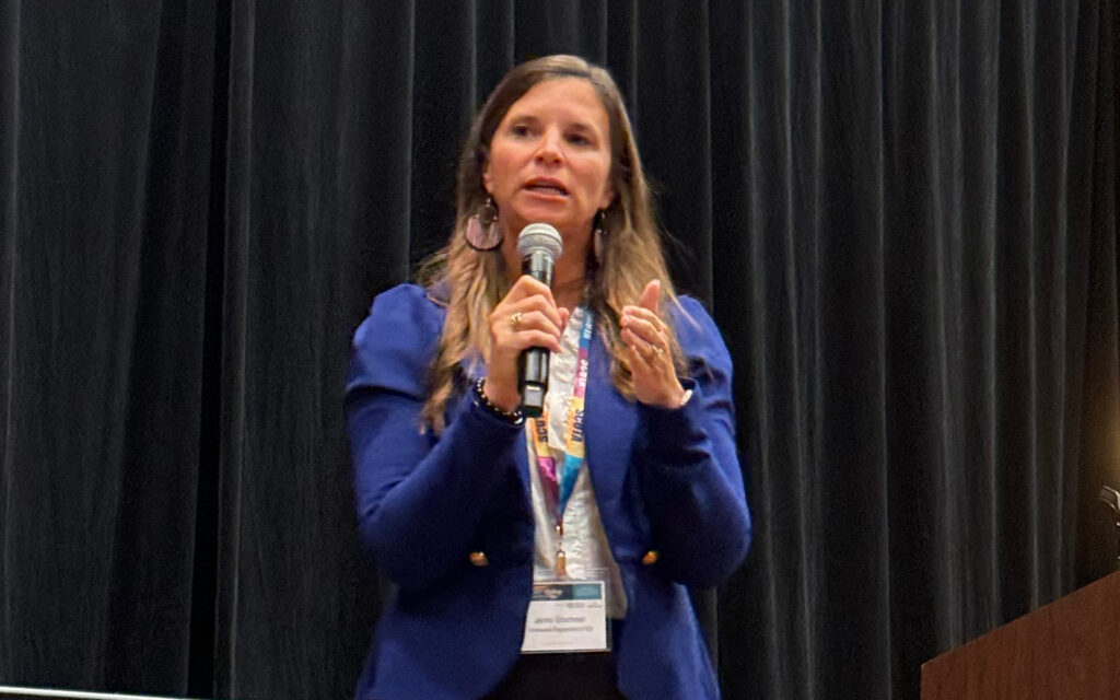 Keynote speaker presenting to attendees at the Southeast School Counselor and Administrator Leadership Institute.