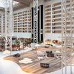 Spacious indoor atrium and gathering areas at Renaissance Orlando at SeaWorld in Orlando, Florida.